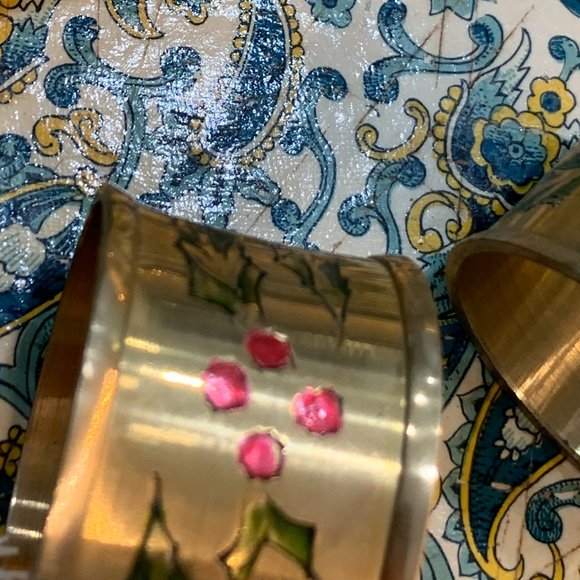 4 Vintage Solid Brass Holiday Napkin Holders - Picture 9 of 11